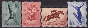 Болгария  1954, Спорт, Лошади, 4 марки наклейка